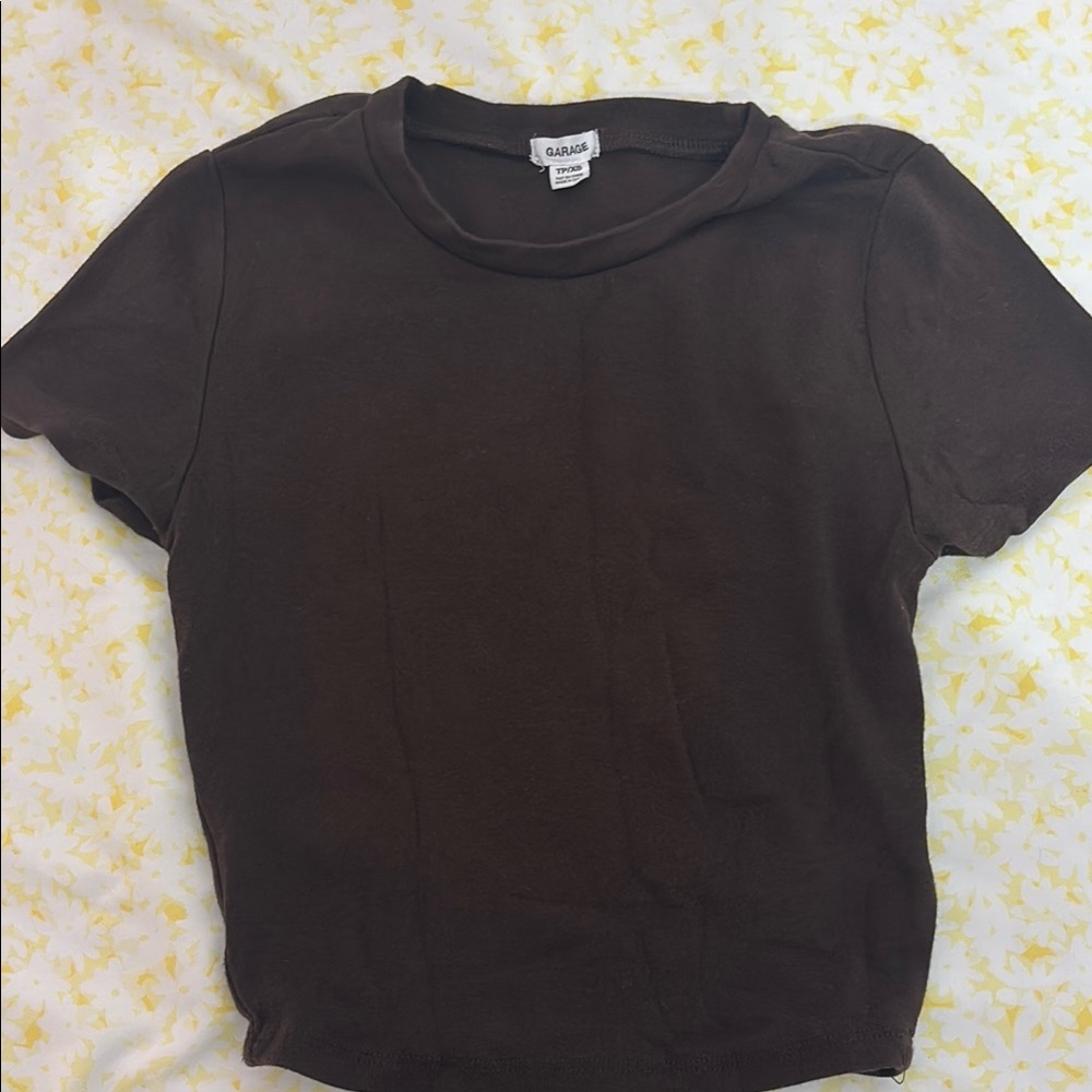 Garage Brown Crop Short Sleeve T-Shirt